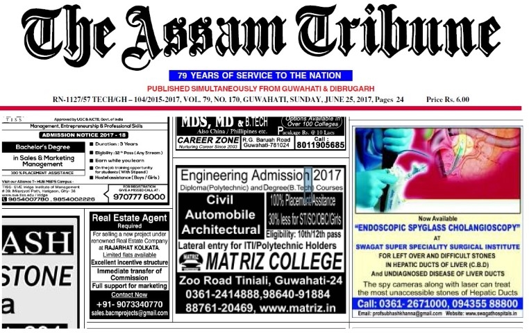 Publish at - The Assam Tribune, 