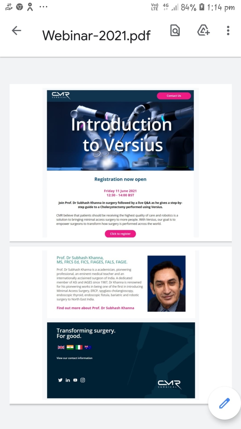 CMR Surgical UK has invitation to  introduce  Surgical Robot, The  VERSIUS