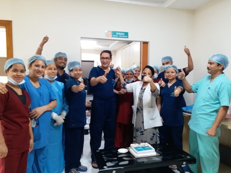 First milestone of completing our  first 50 Robotic  surgeries with the new Versius Robot, a great advantage  of doing surgery during Covid maintaining a distance